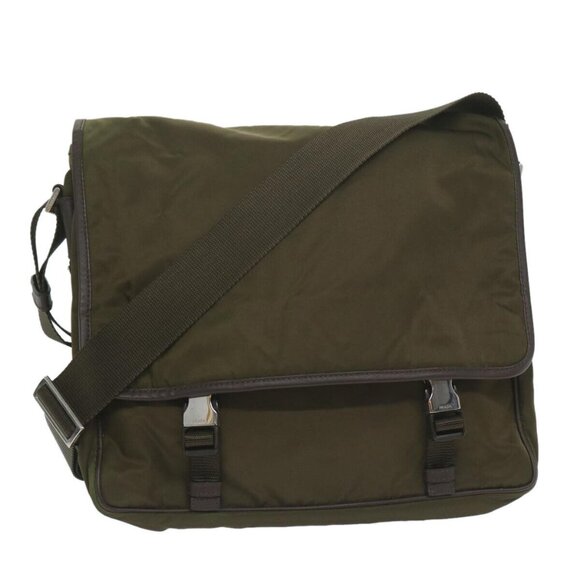 PRADA Shoulder Bag Nylon Khaki Auth ki4039 - Picture 1 of 16